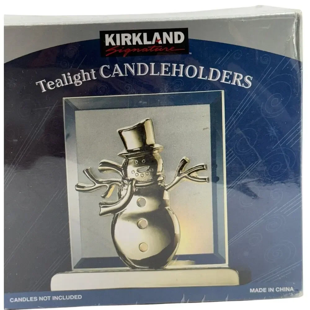 Kirkland Tea Light Candle Holders Set 3 Snowman Reindeer Snowflake NIP
